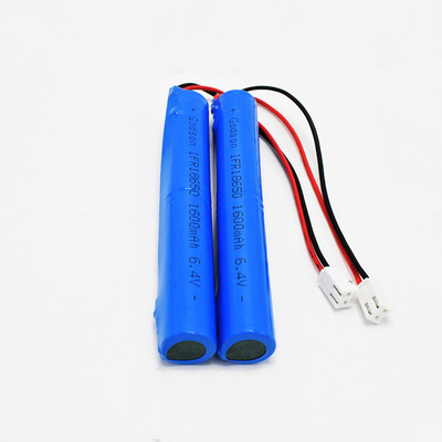 カスタマイズ可能な非常灯のリチウム電池LiFePO4 18650 1600mAh 6.4Volt電池のパック
