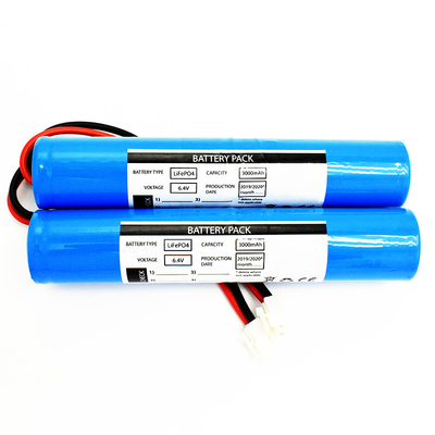 LiFePO4 バッテリーパック 2x26650 3000mAh 6.4V スティックタイプ (コネクタ JST VH-2P,UL1015 18#,ワイヤの長さは150mm)