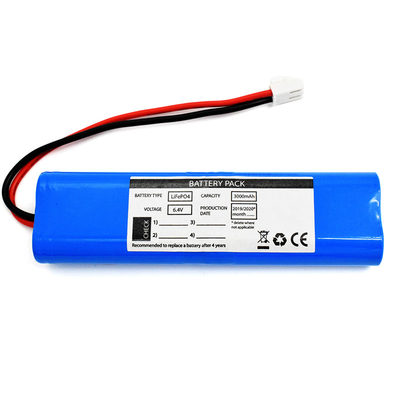 緊急時のつく電池LiFePO4 3000mah電池6.4V青いポリ塩化ビニール